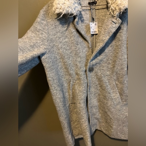 NWT Zara Faux Shearling collar sweater coat - Picture 5 of 7